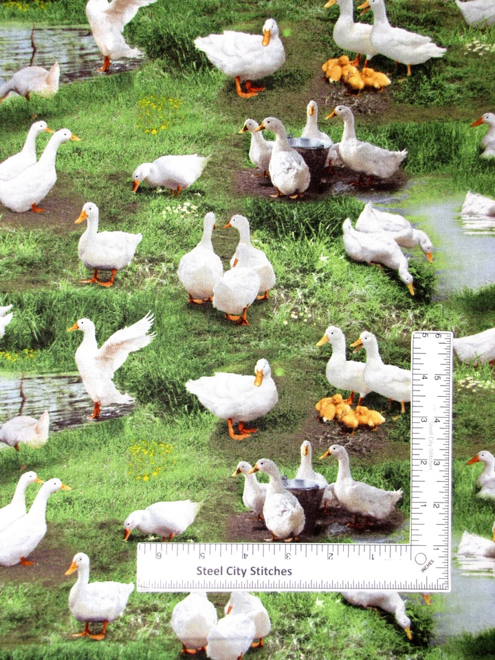 Animales de granja patos aves tela aves 651 algodón Elizabeths estudio por yarda Foto 1 de 1