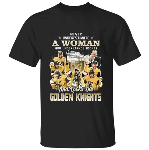 Never Underestimate A Woman Loves The Golden Knights Stanley Cup Shirt S-3XL Cover