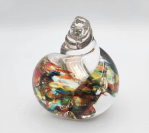 Siyeh Studio Glass Shell Paperweight Sculpture Swirls Rainbow Signed - Picture 1 of 13