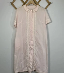 Vintage Nightgown Sheer Cotton Pink Lace Medium - Picture 1 of 8