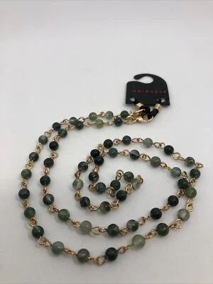 NUEVO Verde y Dorado Cuentas Gafas Gafas de sol Soporte de cadena Gafas Collar Foto 1 de 4