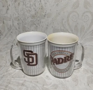 Vtg Lot of 2 San Diego Padres Mug 9KUSI-TV51 NEWS Coffee Cup Mug Tumbler Taiwan - Picture 1 of 14