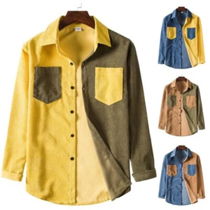 Mens Corduroy Shirt Long Sleeve Oversize Jackets Casual Cardigan Coats - Bild 1 von 16