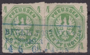 == AD Preussen Mi. 14a Paar gest. R3 "Berlin", Kat. 35€ == - Imagen 1 de 1