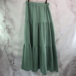 Lands Down Under Skirt Womens Small Seafoam Green Gauze Textured Peasant Midi - Picture 1 of 11
