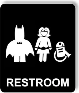 Cape Bathroom Funny restroom bathroom Aluminum composite indoor outdoor sign - Picture 1 of 4