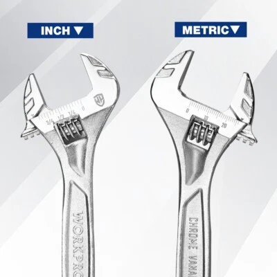 WORKPRO Adjustable Wrench Set 2PCS 6" 10" Wide Jaw Wrench Metric & SAE Scale - Image 1 of 4