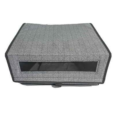 Cubo de almacenamiento de tela plegable ventana transparente gris tapa adjunta (sin parte inferior)  Foto 1 de 4