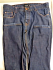 Firetrap Jeans 34 L Dark Blue Denim Button Fly 100% Cotton VGC