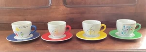 Vintage 1996 Picasso Crayon Collection - Set 4 Espressotassen & Untertassen - Bild 1 von 5