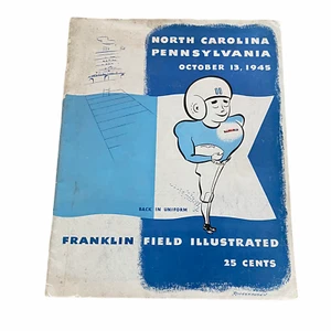 Programa de fútbol americano universitario de colección Carolina del Norte vs Pensilvania 13 de octubre de 1945 - Imagen 1 de 4