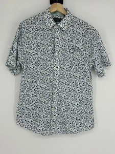Nick Graham White Blue Green Floral Modern Fit Stretch Shirt Men's Size Medium - Picture 1 of 10