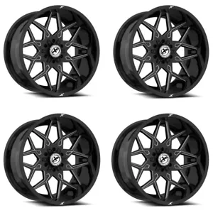 Set 4 20" XF Off-Road XF-238 Gloss Black Milled 20x10 Wheels 5x5 5x5.5 -12mm Rim - Picture 1 of 8