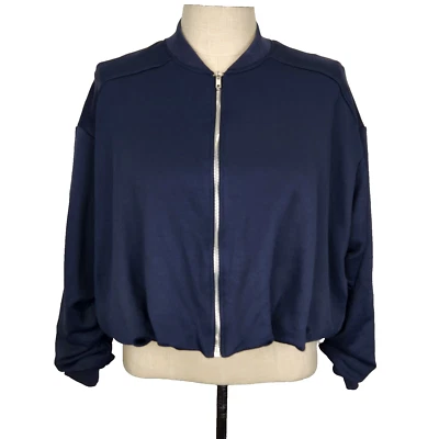 Chaqueta Bomber Anthropologie Pilcro Burbuja XXS/XS Azul Marino Cremallera Completa Recortada Foto 1 de 4