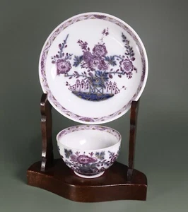 18th Century Meissen Cup And Saucer, Purple Decorated, Crossed Swords Mark. - Picture 1 of 12