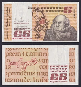 Banconota Irlanda 5 pounds 1990 P.-71e SPL/XF - Picture 1 of 1