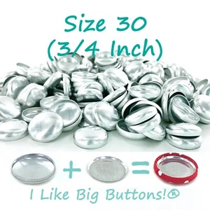 100 Cover Buttons - FLAT BACK/Glueable - Size 30 (3/4"/19mm) Fabric SELF COVER - Picture 1 of 9