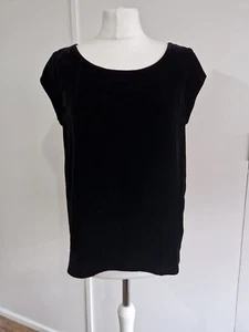 Joie Black Velvet Top S UK 10 Scoop Neck Blouse 22% Silk Party Evening - Picture 1 of 8