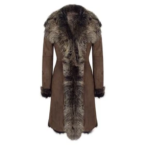 Ladies Women Gold Brown 3/4 Length Warm Luxury Toscana Sheepskin Coat - Picture 1 of 1
