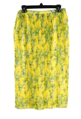 NUEVO CON ETIQUETAS Alex Marie Amarillo Floral Midi Falda Plisada Poliéster Talla 8 Totalmente Forrada NUEVA Foto 1 de 4
