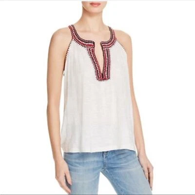 Top SOFT JOIE Blanco Bordado Yvanna Sin Mangas Algodón Grande Foto 1 de 4
