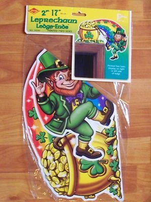 17" Leprechaun Ledge-Ends St Patrick Cutouts 2000 Beistle 2 Pack Decoration NOS - Image 1 of 2