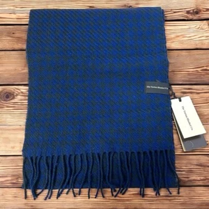 The Tartan Blanket Co. 100% Lambswool Cobalt Houndstooth Scarf Soft Warm 68” New - Picture 1 of 10