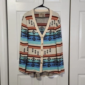 Powder River Outfitters Women's Long Line Button Front Cardigan Size Med Western - Picture 1 of 10