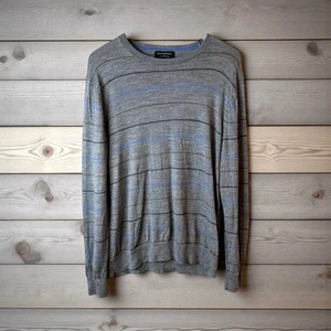Banana Republic Herren 100% Merinowolle gestreifter Pullover grau Größe Large Büro - Bild 1 von 10