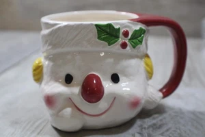 Taza de cerámica con forma de cabeza de muñeco de nieve Navidad/invierno 3 pulgadas T - Imagen 1 de 5