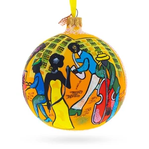 Swinging' Jazz Band Glass Ball Christmas Ornament 4 Inches - Picture 1 of 4