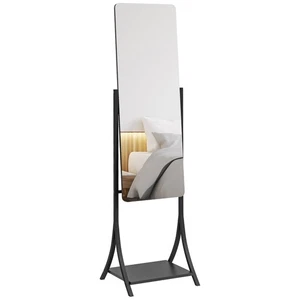 HOMCOM Freestanding Full Length Mirror Adjustable Full Body Mirror w/ Shelf - Picture 1 of 11