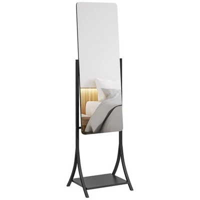 HOMCOM Freestanding Full Length Mirror Adjustable Full Body Mirror w/ Shelf - Image 1 of 4