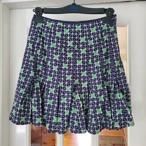 Harold's Pleated Ruffled Short 100% Cotton Slirt Size 4 Geometric Blue Green - Picture 1 of 11