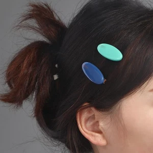 Color Female Hair Accessories Korean Style Headwear Girl Hair Clip Oval Hairpin - Picture 1 of 12