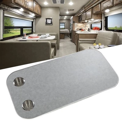 400x800mm Removable Rectangular Table Solid Wood RV Table Board With 2 Cup Ho AU - Image 1 of 4
