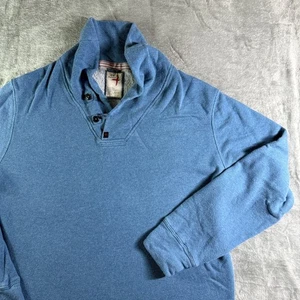 Relwen 2X Herren blau Baumwollmischung drei Knöpfe Schalkragen Pullover Sweatshirt - Bild 1 von 11