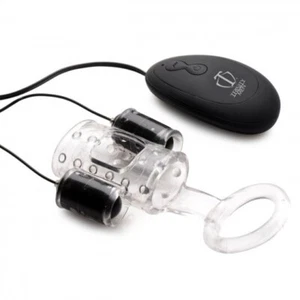20X Dual Cock Teaser with Penis & Ball Ring Male Masturbator 2 Bullets Remote Co - Picture 1 of 14