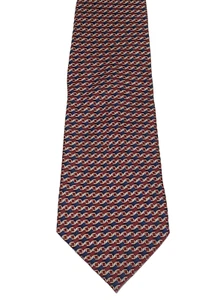 FIRENZE 100% Silk Red & Blue Geometric Handmade Necktie for Men - Picture 1 of 4