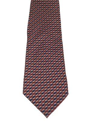 Corbata para hombre FIRENZE 100 % seda roja y azul geométrica hecha a mano Foto 1 de 4
