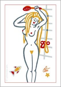 JACQUELINE DITT - Goldfish in the Shower remix A3 sign.ltd.Original Grafik Akt - Bild 1 von 2