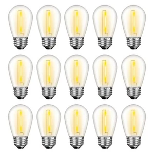15Pack Waterproof S14 LED Light Bulbs Outdoor String Lights Replacement E26 Base - Picture 1 of 8