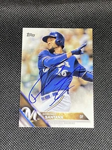 Domingo Santana Milwaukee Brewers signiertes Autogramm 2016 Topps Karte #599 ~ Echtheitszertifikat - Bild 1 von 3