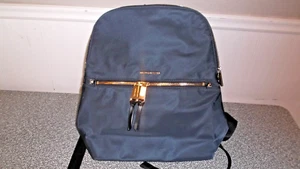 MICHAEL KORS POLLY MD BLACK SLIM NYLON ZIP BACKPACK BLUE - Picture 1 of 4