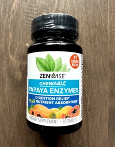 Papaya Chewable Digestive Enzymes Bromelain Gut Health NON-GMO Vegan 30 Tablets - Picture 1 of 3
