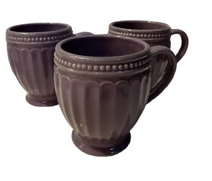 Lenox French Perle Violet Purple Groove Coffee Mugs 12 oz 4.25 Inch NEW - Picture 1 of 5