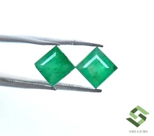 Certified Natural Emerald Square cut Pair 5.25 mm 1.54 CTS Loose Gemstones - Picture 1 of 8