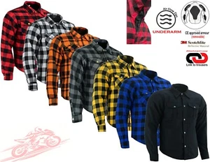 MENS LUMBERJACK REINFORCED ARMOUR PROTECTION MOTORBIKE / MOTORCYCLE CHECK SHIRT - Picture 1 of 24