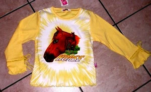 Süßes Mädchen Langarmshirt  mit Pferd Gr. 98/104  ,gelb  - Bild 1 von 2