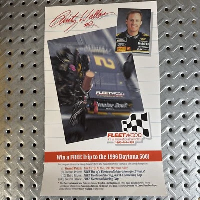 1995 Fleetwood RV Rusty Wallace Driver Card Brochure w/ Contest 8.5” x 14” - Image 1 of 2